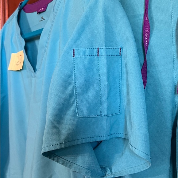 Carhartt Scrubs Turquoise and Purple trim Apparel Top size XL pants L - Picture 5 of 14